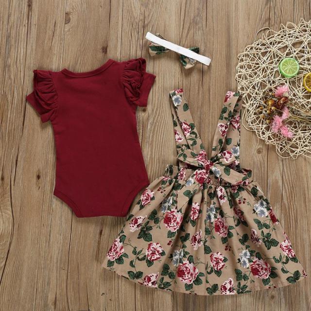 Baby Girl, 3pc Floral Print Bodysuit Set