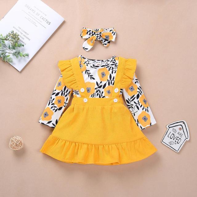 Baby Girl, 3pc Floral Print Bodysuit Set